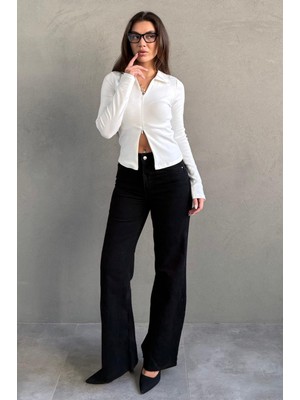 Madmext Siyah Push Up Ispanyol Paça Kadın Jean MG2653