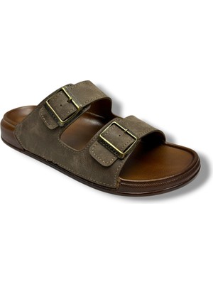 Witta 54201-26 Deri Çift Bant Anatomik Erkek Terlik