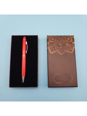 Sb Shopping Mandala Desenli Kutulu Kırmızı Touchpen Tükenmez Kalem