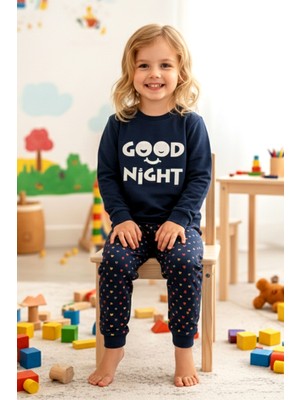 Aydoğan Kız Çocuk Pamuklu Desenli Pijama Takımı 250575 LACIVERT01