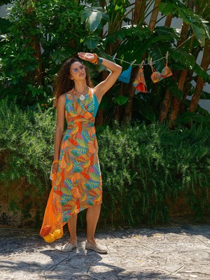 Lc Waikiki Yeni Sezon Desenli Kadın Plaj Elbisesi