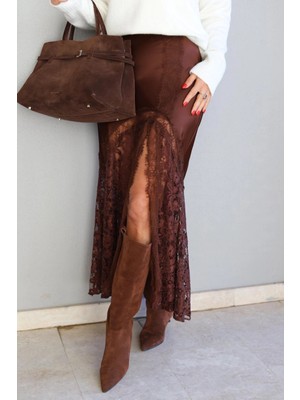 Purple By Banu Dantel Detay Saten Etek