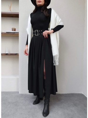 Esra Helvacı Kemerli Yüksek Bel Pileli Etek