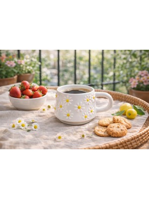 Desenli Handmade Seramik Kupa