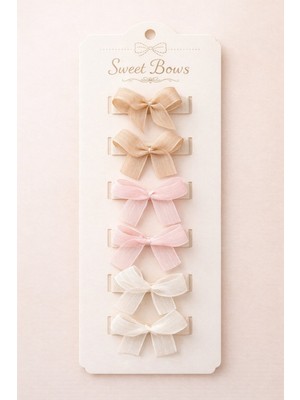 Çok Renkli 6'lı Kurdele Fiyonk Klips Toka Set