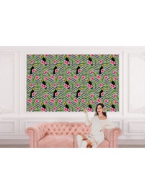 the mr east Tropikal Papağanlar Çiçekli Ağaç Yaprakları Duvar KAĞIDI-5569