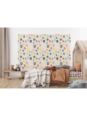 the mr east Renkli Rastgele Çocuk Çizimi Desenli Duvar KAĞIDI-5773