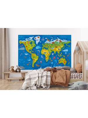 the mr east Eğitici Dünya Haritası Dünya Atlası Çocuk ve Bebek Odası Duvar KAĞIDI-3774