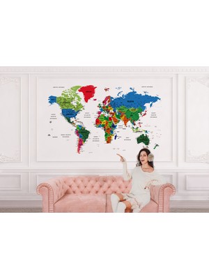 the mr east Türkçe Dünya Haritası Dekoratif Duvar Kağıdı Son Derece DETAYLI-1635