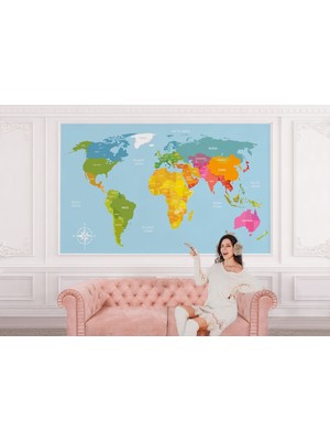 the mr east Ingilizce Renkli Dünya Haritası Duvar KAĞIDI-1072