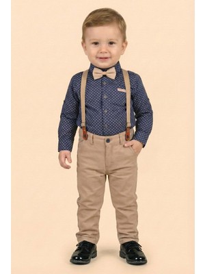 Mnk Baby & Kids Erkek Bebek Askı Papyon Gömlek Pantolon Takım M00785