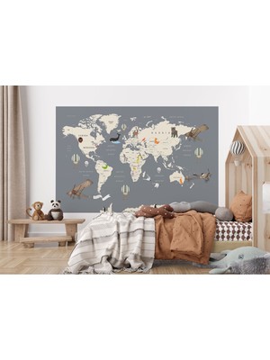 the mr east Çocuk Odası Için Dekoratif Dünya Haritası Duvar KAĞIDI-3698