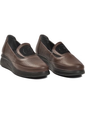 Voyager 9779 Anatomik Hakiki Deri Kahve Kadın Günlük Ayakkabı