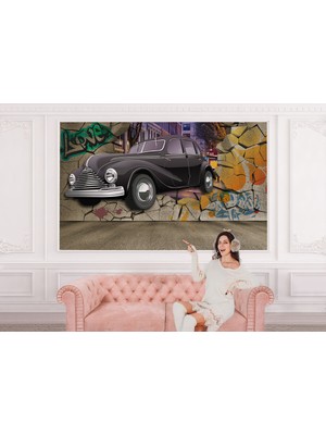 the mr east Duvardan Fırlayan Klasik Araba Dekoratif Duvar KAĞIDI-3631