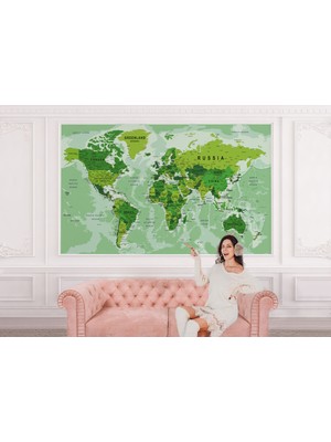 the mr east Renkli Dünya Haritası Duvar Kağıdı Detaylı Ülke ve Başkentli İNGILIZCE-2509