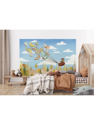 the mr east Hayvanları Uçuran Kelebekler Çocuk Odası Duvar KAĞIDI-5607