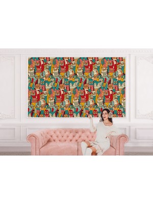 the mr east Sevimli Renkli Baykuşlar Desenli Duvar KAĞIDI-5710