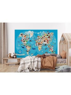 the mr east Çocuk ve Bebek Odası Duvar Kağıdı Hayvanlar Alemi Eğitici ve Öğretici -3806