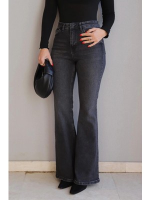 Purple By Banu Antrasit Ispanyol Paça Jean Pantolon