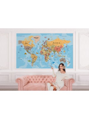 the mr east Ingilizce Dünya Haritası Duvar Kağıdı Ülke Sembollü ve DETAYLI-2019