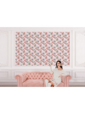 the mr east Pembe Çiçek Desenli Kız Çocuğu Odası Duvar KAĞIDI-5594