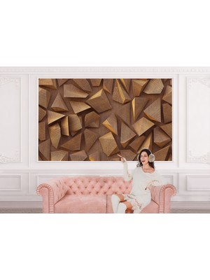 the mr east 3D Ahşah Geometrik Desenli Duvar KAĞIDI-5624