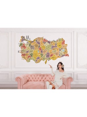 the mr east Türkiye Haritası Il ve Ilçeli Ayrıntılı Eğitici Dekoratif Duvar KAĞIDI-3032