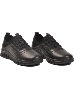 Voyager Z217 Anatomik Hakiki Deri Siyah Kadın Günlük Ayakkabı