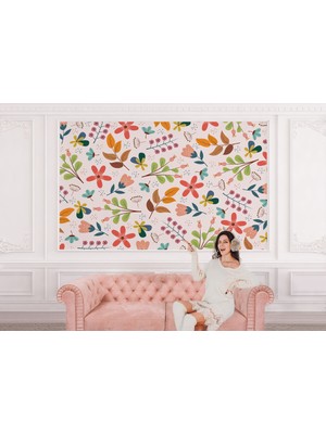 the mr east Renkli Çiçekler Desenli Duvar KAĞIDI-5651