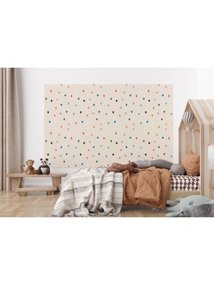 the mr east Renkli Puantiye Desenli Çocuk Odası Duvar KAĞIDI-5772