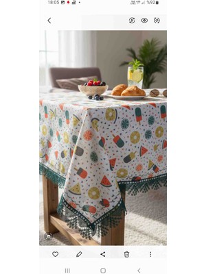 Yarımada Kadın Kooperatifi Dertsiz Raşel Kumaştan, Kenarları Dantel Detayli ve Piko Nakisli Masa Örtüsü