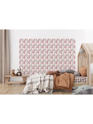 the mr east Pembe Çiçek Desenli Kız Çocuğu Odası Duvar KAĞIDI-5595
