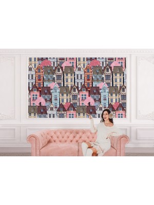 the mr east Renkli Evler Şehir Manzarası Duvar KAĞIDI-5711