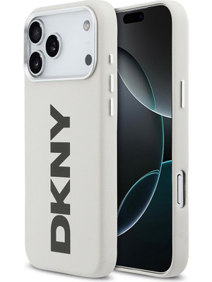 DKNY Apple iPhone 17 Pro Max Uyumlu Kılıf Orjinal Lisanslı M-safe Şarj Özellikli PU Büyük Dikey Logolu Kapak
