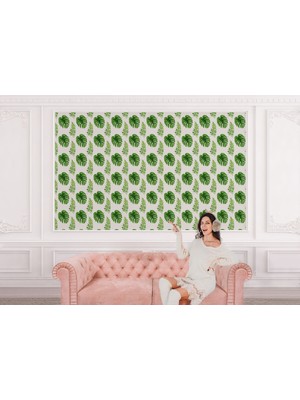 the mr east Tropikal Yaprak Desenli Duvar KAĞIDI-5579