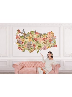 the mr east Türkiye Haritası Il ve Ilçeli Ayrıntılı Eğitici Dekoratif Duvar KAĞIDI-3045