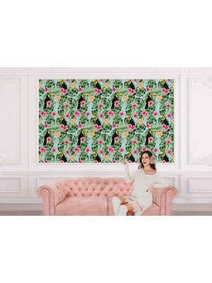 the mr east Tropikal Çiçekli Ağaç Yaprakları Duvar KAĞIDI-5568