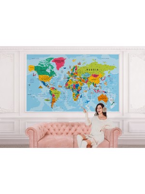the mr east Detaylı Ingilizce Dünya Haritası Duvar Kağıdı -2035