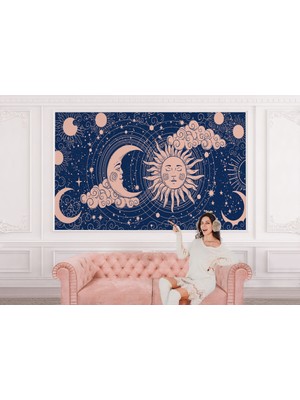 the mr east Astroloji Retro Uzay Güneş Ay Bulut Duvar Duvar KAĞIDI-5535