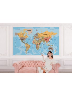 the mr east Dünya Haritası Duvar Kağıdı Detaylı Ülke ve Başkentli Ingilizce Dünya HARITASI-2157
