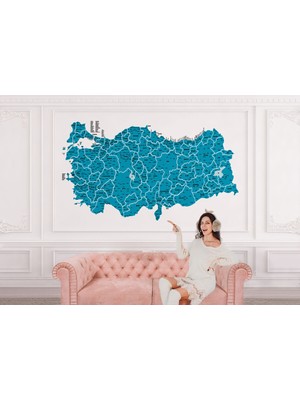 the mr east Türkiye Haritası Il ve Ilçeli Ayrıntılı Eğitici Duvar KAĞIDI-3031