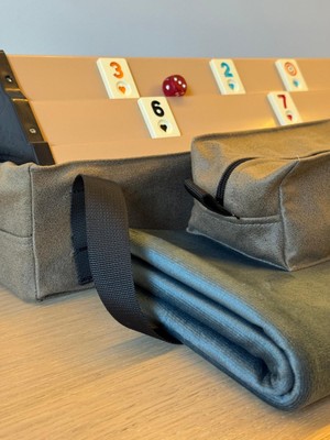 Mady Aksesuar Kahverengi Okey Takım Çantası, Aqua Oyun Masası Örtüsü ve Plastik Set 3'lü