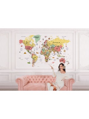 the mr east Dünya Haritası Renkli Duvar Kağıdı Detaylı Ingilizce Dünya Haritası -3209