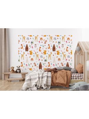 the mr east Doğa Hayvanları Temalı Öğretici Çocuk Odası Duvar KAĞIDI-5714
