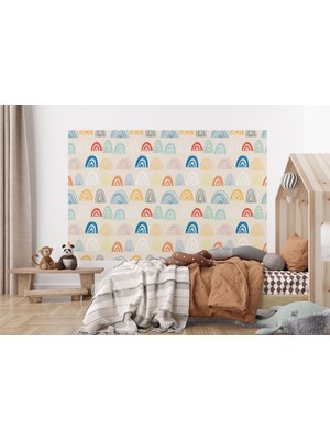 the mr east Renkli Gökküşağı Desenli Çocuk Odası Duvar KAĞIDI-5775