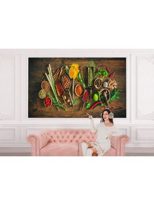 the mr east Mutfak Kesme Tahtası Üzerinde Baharatla Duvar KAĞIDI-3586