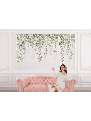 the mr east Sarmaşıktaki Kuşlar Desenli Duvar KAĞIDI-5613