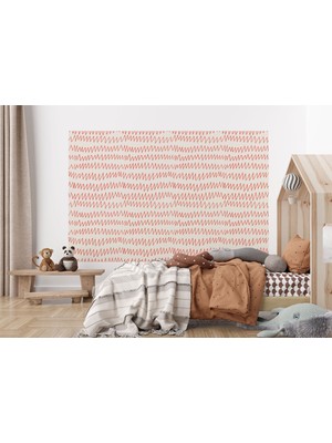 the mr east Kırmızı Çizgi Desenli Çocuk Odası Duvar KAĞIDI-5770