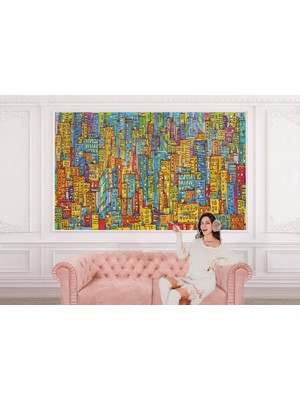 the mr east Renkli Soyut Şehir Manzarası Duvar Kağıdı Şehir Gökdelenleri POSTERI-5506