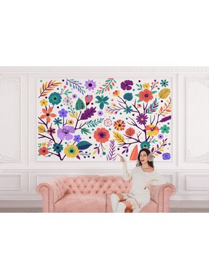 the mr east Renkli Çiçekler Desenli Duvar KAĞIDI-5652